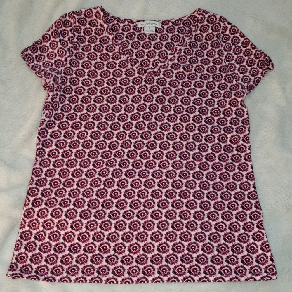 Liz Claiborne Purple & White Cotton Top - Picture 2 of 8